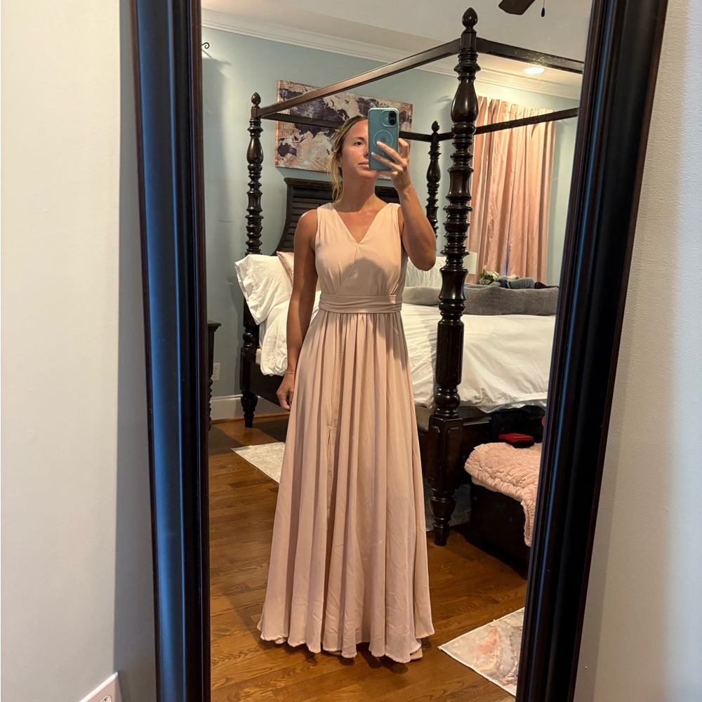Lulus Dress Womens Small Pink Thoughts of Hue Surplice Maxi V Back Side Slit